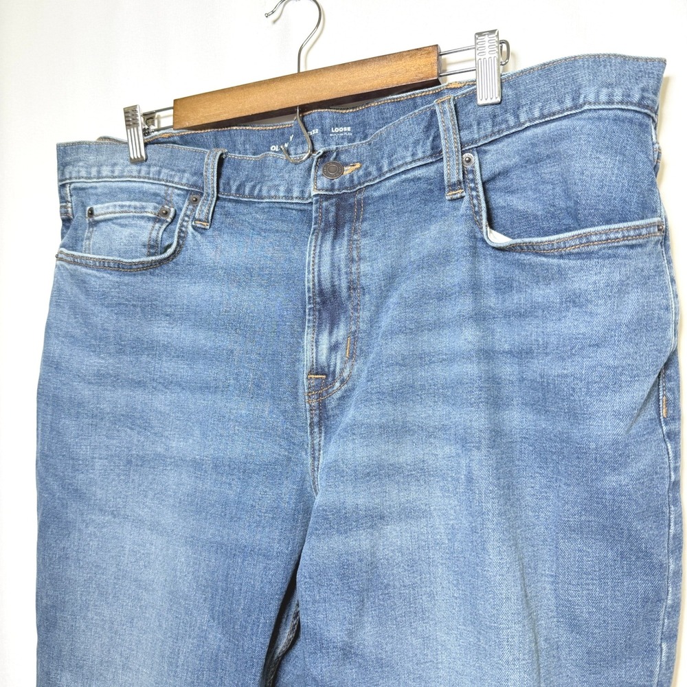 Old Navy Mens Loose Built-In Flex Jeans Medium Wash Denim 40x30
